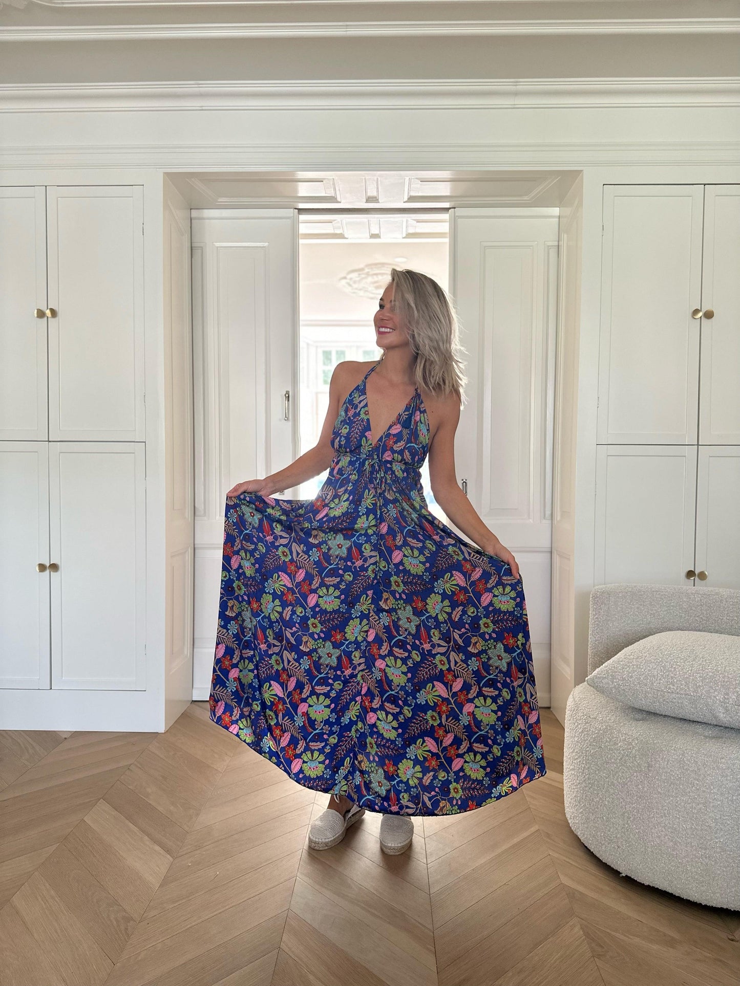 Boho Ibiza Jurkjes - Arena Formentera Blauw - Zomerjurk - Bohemian - Boho chique - Hippie - Flowerpower - Maxi jurk - Lariwo
