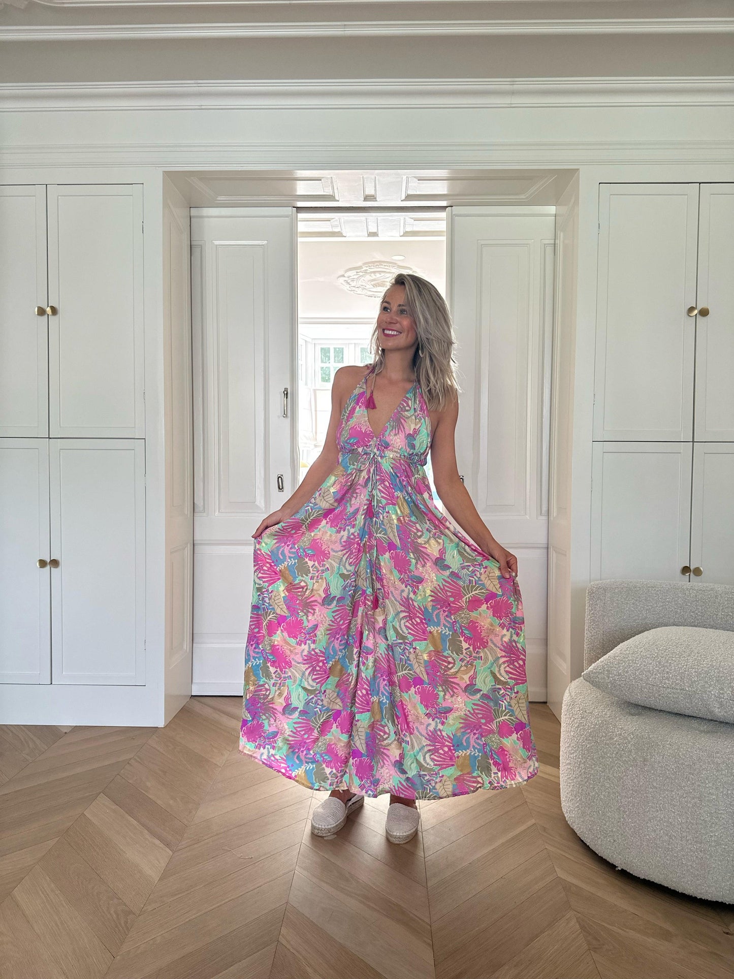 Boho Ibiza Jurkjes - Arena Formentera Roze - Zomerjurk - Bohemian - Boho chique - Hippie - Flowerpower - Maxi jurk - Lariwo