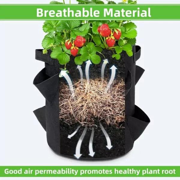 PlantGrowBag staand aardbei-kruiden-bloemen zwart - Lariwo