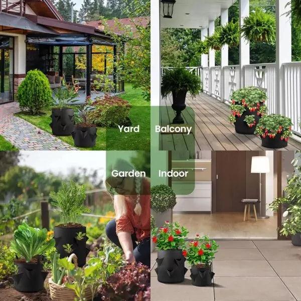 PlantGrowBag staand aardbei-kruiden-bloemen zwart - Lariwo
