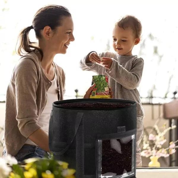 PlantGrowBag zwart met venster – aardappel – wortelen – uien - Lariwo