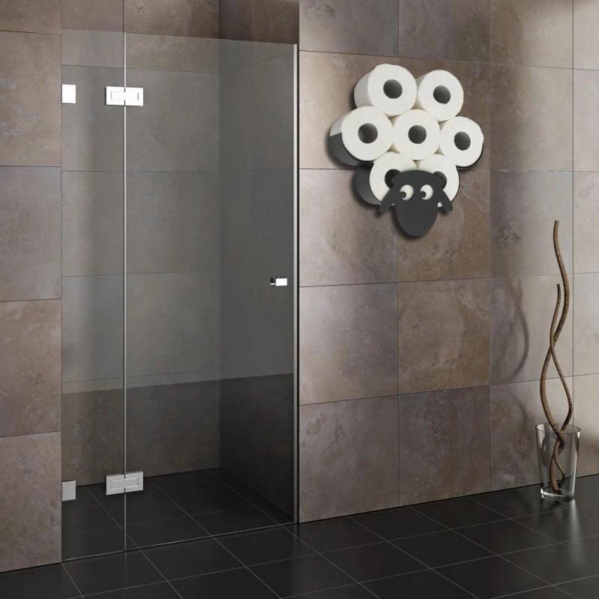 wc rol houder model schaap hangt in de badkamer aan de muur